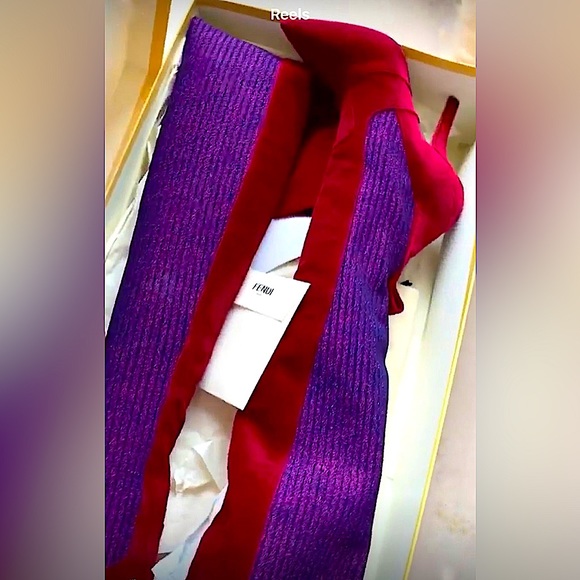 FENDI Velvet Over The Knee Boots - Picture 3 of 3